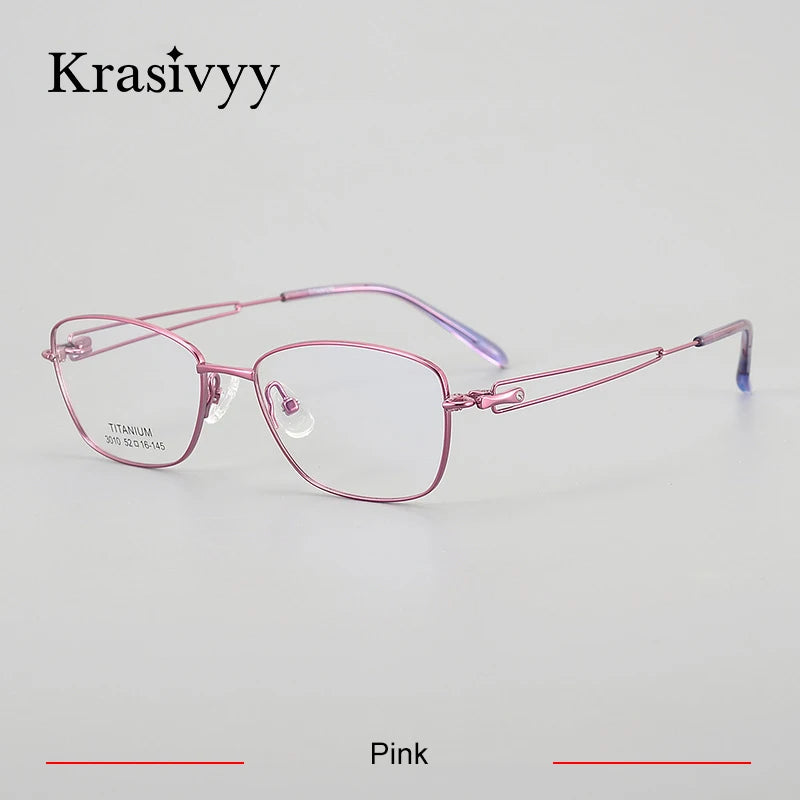 Krasivyy Women's Full Rim Oval Square Titanium Eyeglasses 443010 Full Rim Krasivyy Pink  