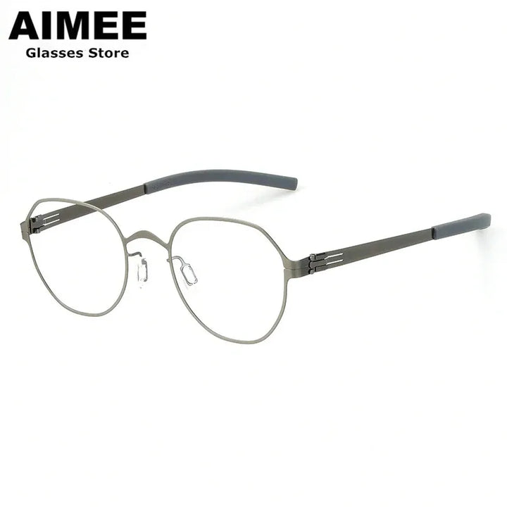 Aimee Women's Full Rim Flat Top Oval Screwless Steel Eyeglasses 44128