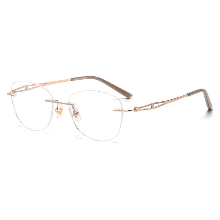 Yimaruili Women's Rimless Square Cat Eye Titanium Eyeglasses 6089 Rimless Yimaruili Eyeglasses Gold