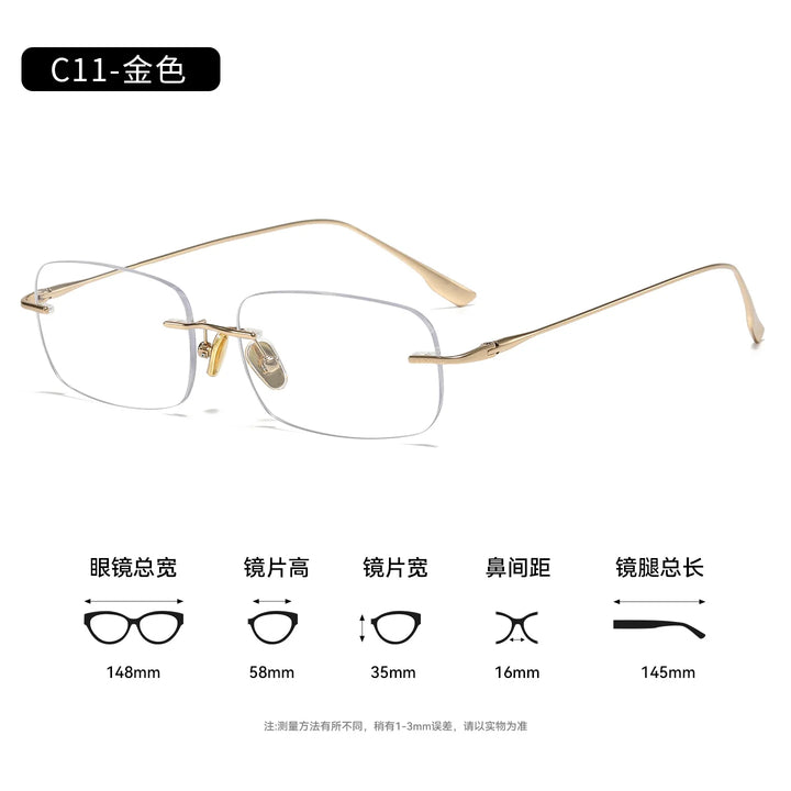 Bclear Women Rimless Square Titanium Eyeglasses SM-1135-63