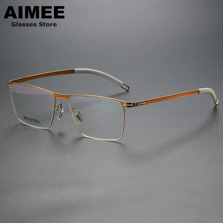 Aimee Unisex Full Rim Square Screwless Titanium Acetate Eyeglasses 22261 Full Rim Aimee   