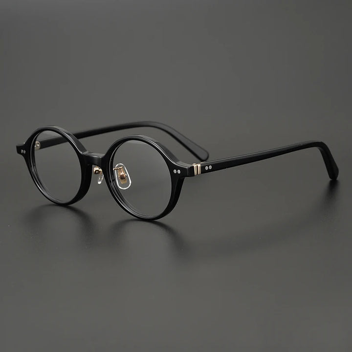 Black Mask Unisex Full Rim Small Round Acetate Eyeglasses Nn013 Full Rim Black Mask Black  