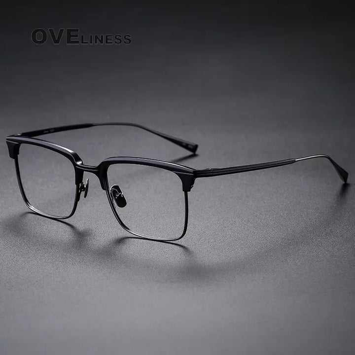 Oveliness Women's Full Rim Square Acetate Titanium Eyeglasses 614137