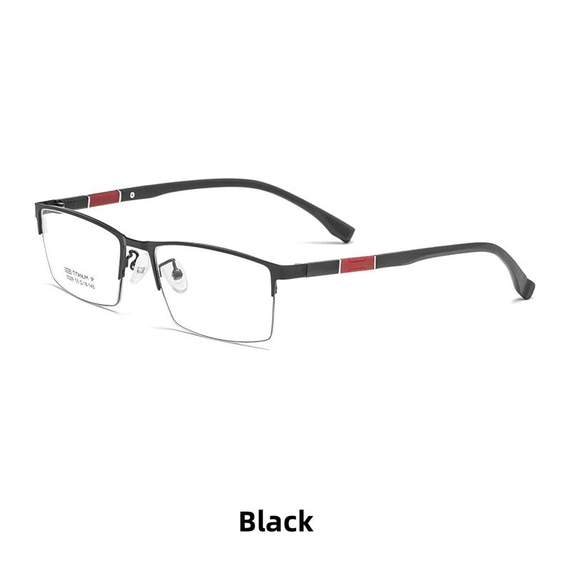 KatKani Men's Full Rim Large Square Tr 90 Titanium Eyeglasses 5029 Full Rim KatKani Eyeglasses Black  
