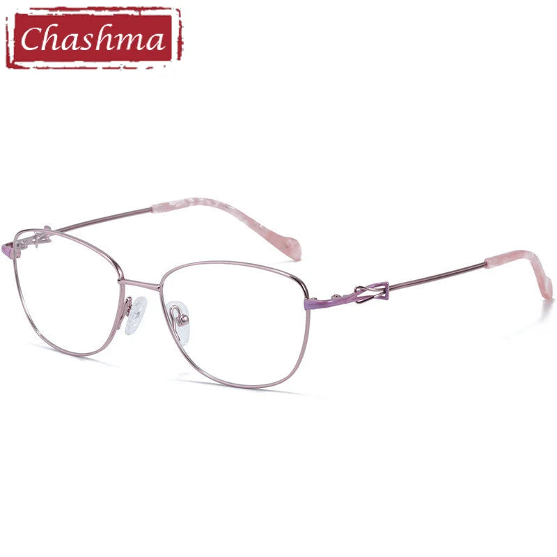 Chashma Ottica Women's Full Rim Square Cat Eye Titanium Eyeglasses 8104 Full Rim Chashma Ottica Pink  