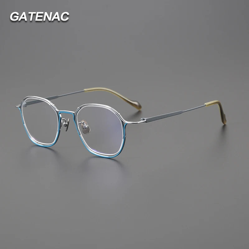 Gatenac Unisex Full Rim Square Titanium Eyeglasses Gxyj1562 Full Rim Gatenac