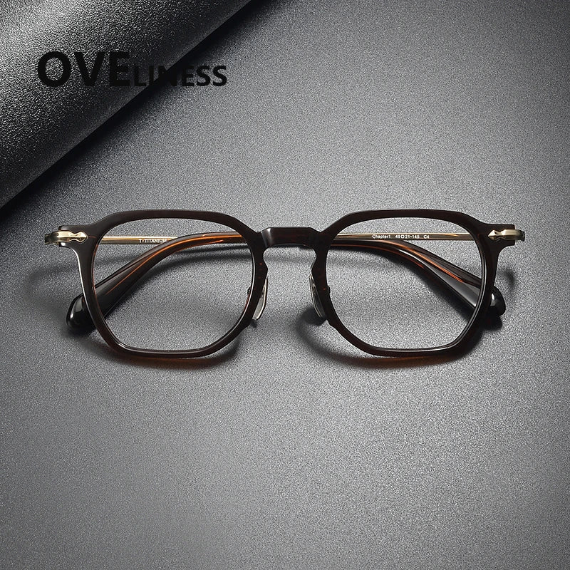 Oveliness Unisex Full Rim Square Titanium Acetate Eyeglasses 322146