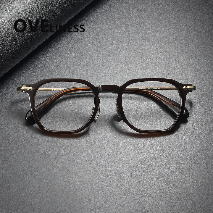 Oveliness Unisex Full Rim Square Titanium Acetate Eyeglasses 322146