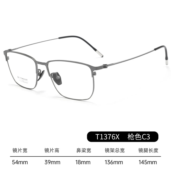 Gmei Optical T1376X men's square alloy prescription eyeglasses — view 5