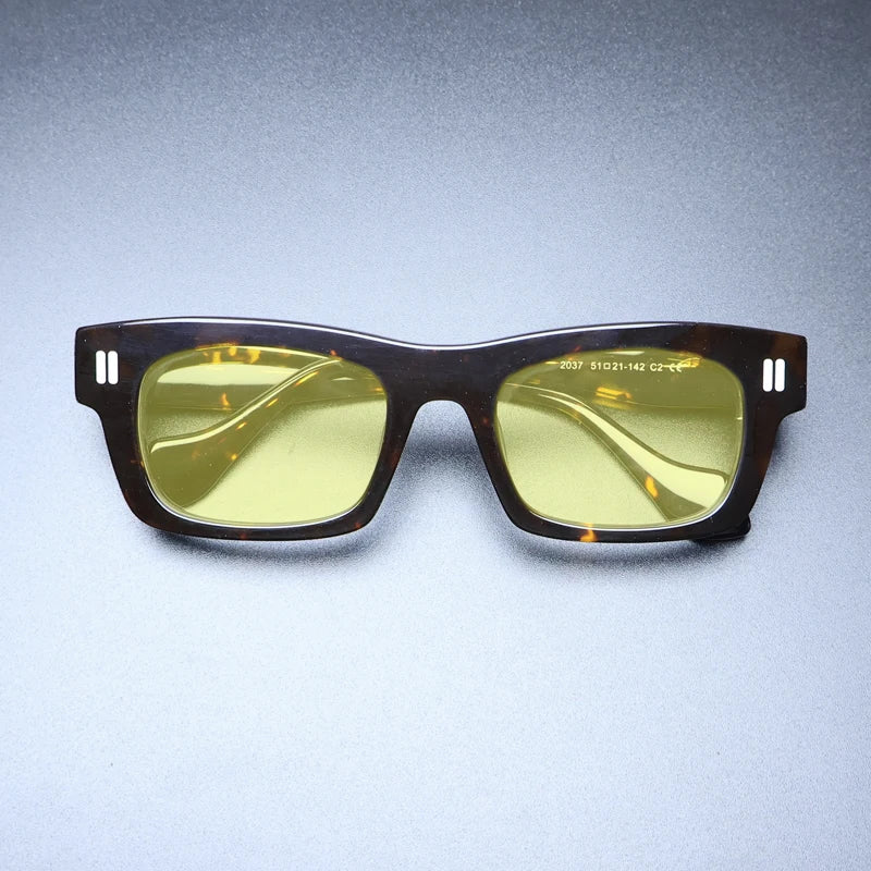 Gatenac Unisex Full Rim Square Acetate Polarized Sunglasses M004 Sunglasses Gatenac Tortoiseshell Yellow  