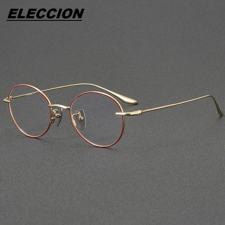 Eleccion Women's Full Rim Round Titanium Eyeglasses 24158 Full Rim Eleccion Red - Gold CHINA