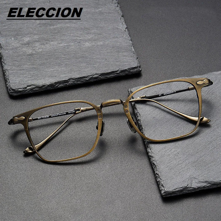 Eleccion Unisex Full Rim Square Titanium Eyeglasses 43135 Full Rim Eleccion