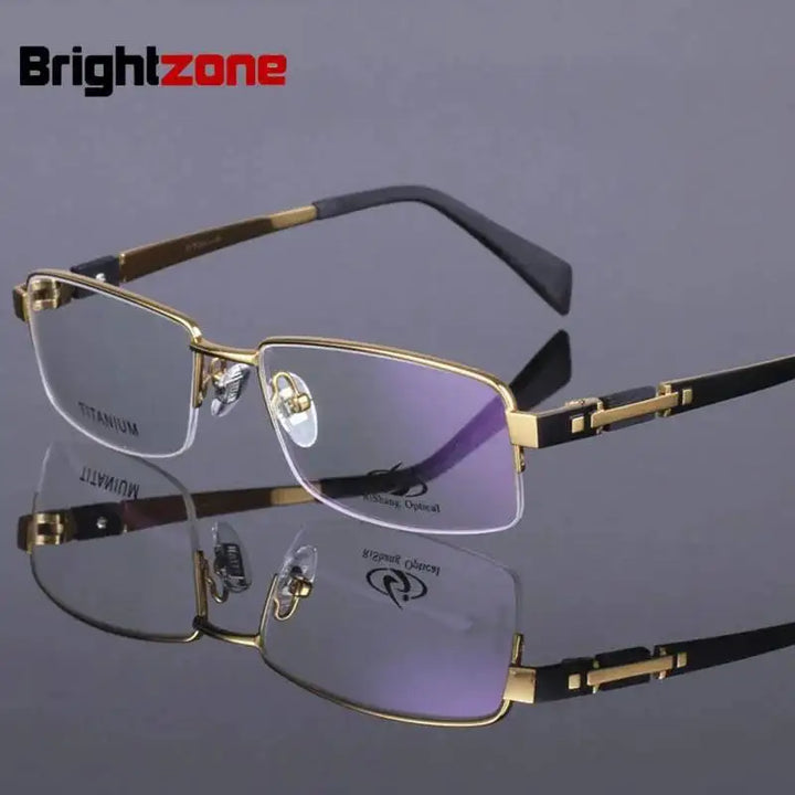 Brightzone Unisex Semi Rim Square Titanium Acetate Eyeglasses 678001