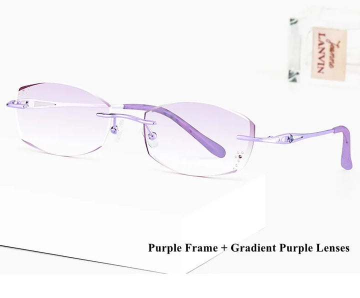 Chashma Ochki Women's Rimless Square Titanium Eyeglasses 99102 Rimless Chashma Ochki Purple  