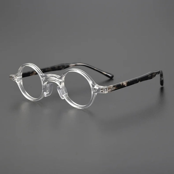 Black Mask Unisex Full Rim Acetate Small Round Eyeglasses 2038 Full Rim Black Mask Crystal  