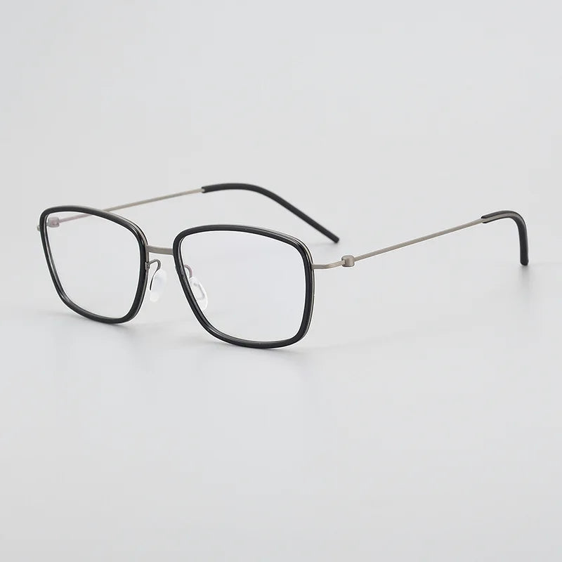 Black Mask Unisex Full Rim Square Acetate Titanium Eyeglasses 15803
