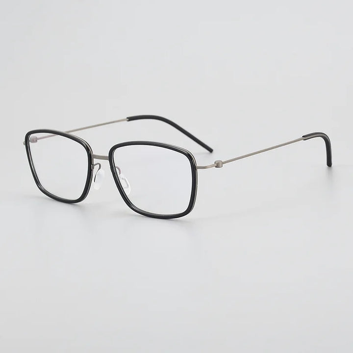 Black Mask Unisex Full Rim Square Acetate Titanium Eyeglasses 15803