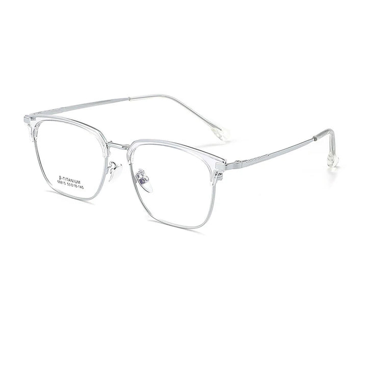 KatKani Unisex Full Rim Round Square Acetate Titanium Eyeglasses 68815 Full Rim KatKani Eyeglasses Transparent  