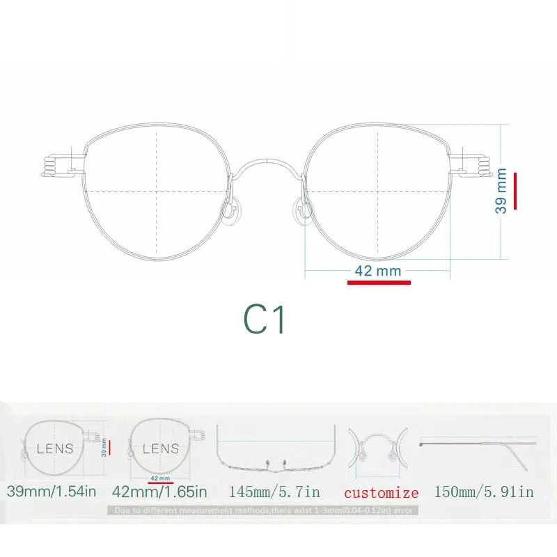 Yujo Unisex Full Rim Oval Steel Customized Nose Bridge Eyeglasses 150481