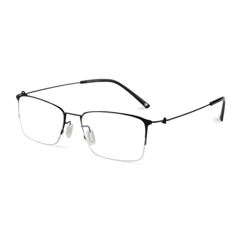 Black Mask Unisex Semi Rim Rectangle Titanium Eyeglasses 8203 Semi Rim Black Mask Black  