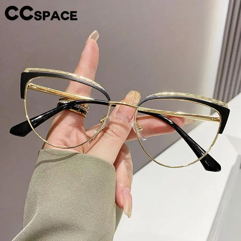 CCSpace Women's Full Rim Square Cat Eye Tr 90 Titanium Eyeglasses 57292 Full Rim CCspace   