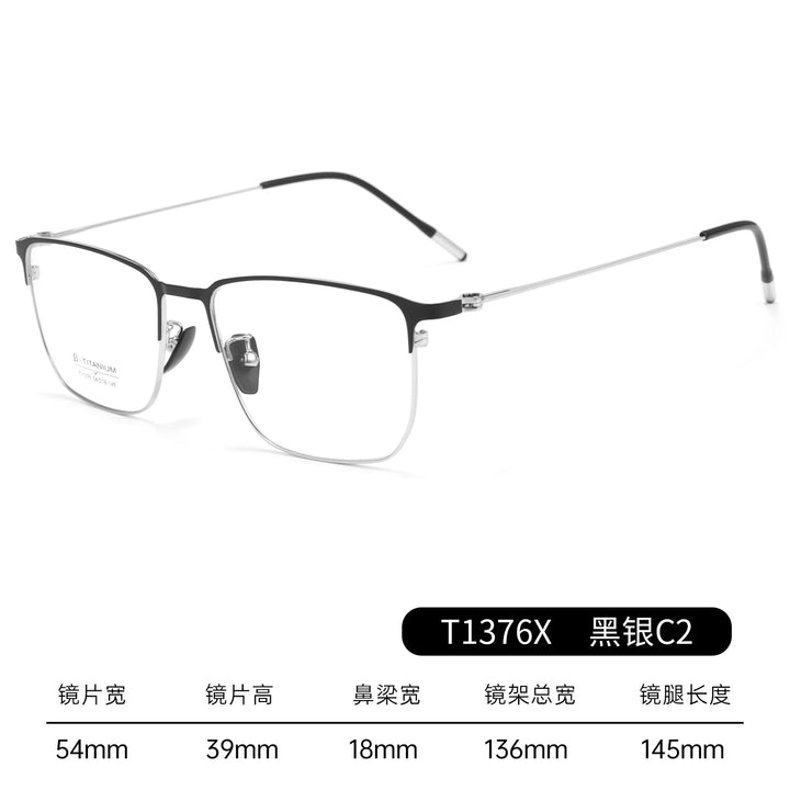 Gmei Optical T1376X men's square alloy prescription eyeglasses — view 4
