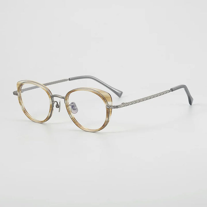 Hewei Unisex Full Rim Cat Eye Titanium Acetate Eyeglasses 549001