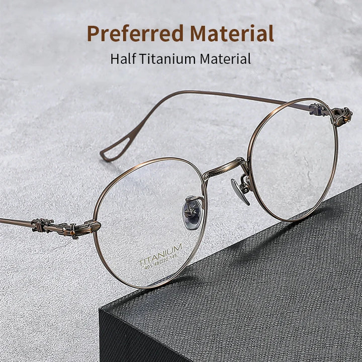 KatKani Women's Full Rim Oval Round  Titanium Alloy Eyeglasses 4401 Full Rim KatKani Eyeglasses   