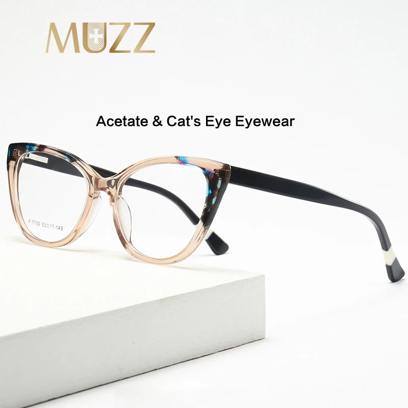 Muzz Women's Full Rim Cat Eye Acetate Eyeglasses 7730 Full Rim Muzz   