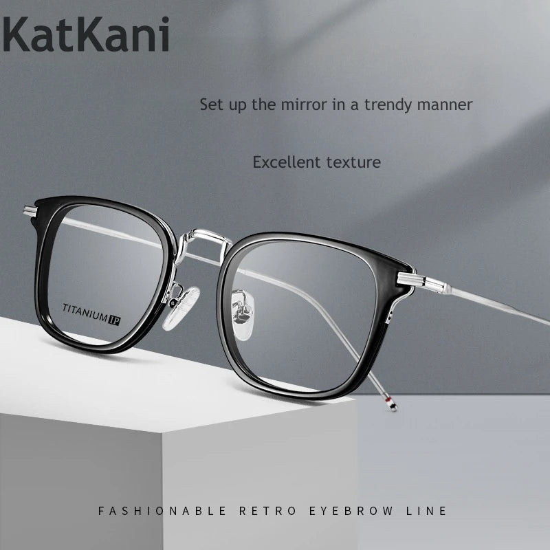 KatKani Unisex Full Rim Round Titanium Eyeglasses 8022 Full Rim KatKani Eyeglasses   