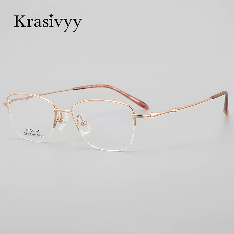 Krasivyy Women's Semi Rim Oval Square Titanium Eyeglasses 443008 Semi Rim Krasivyy   