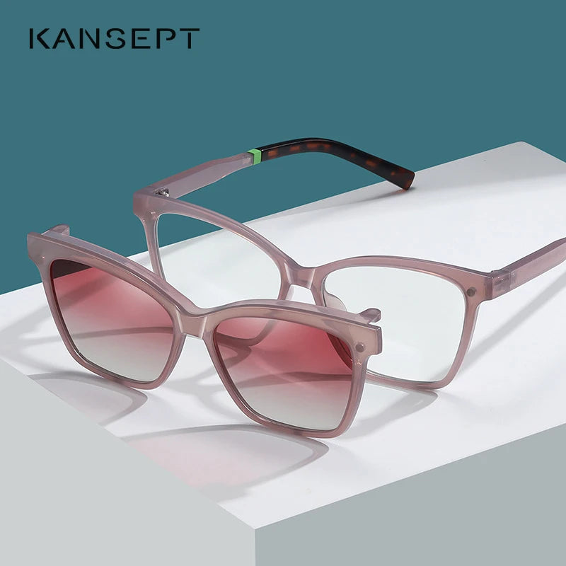 Kansept Women's Full Rim Cat Eye Tr 90 Reading Glasses Clip On Sunglasses 7704 Reading Glasses Kansept   