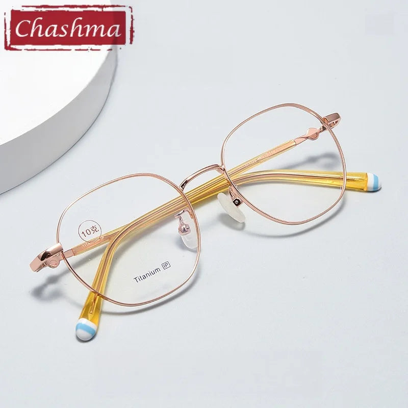 Chashma Ochki Unisex Youth's Full Rim Polygon Titanium Eyeglasses 881028