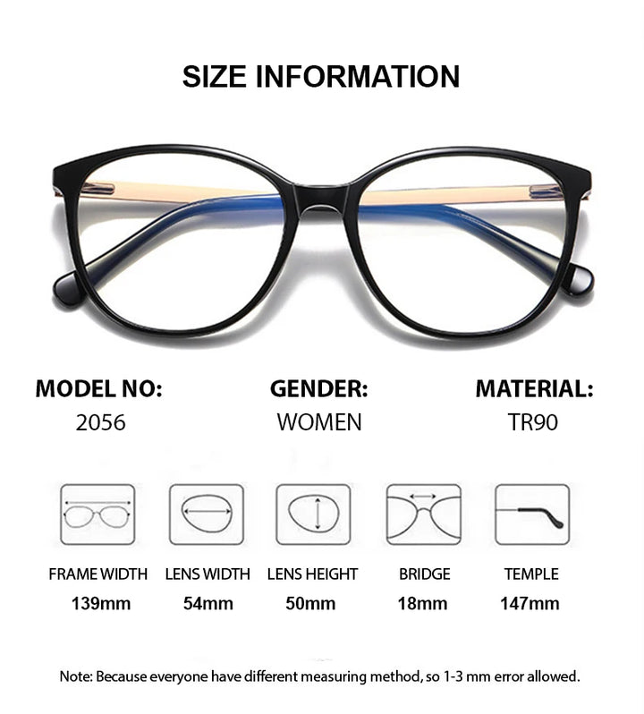 Summer Flower Women's Full Rim Round Tr 90 Titanium Eyeglasses 205644