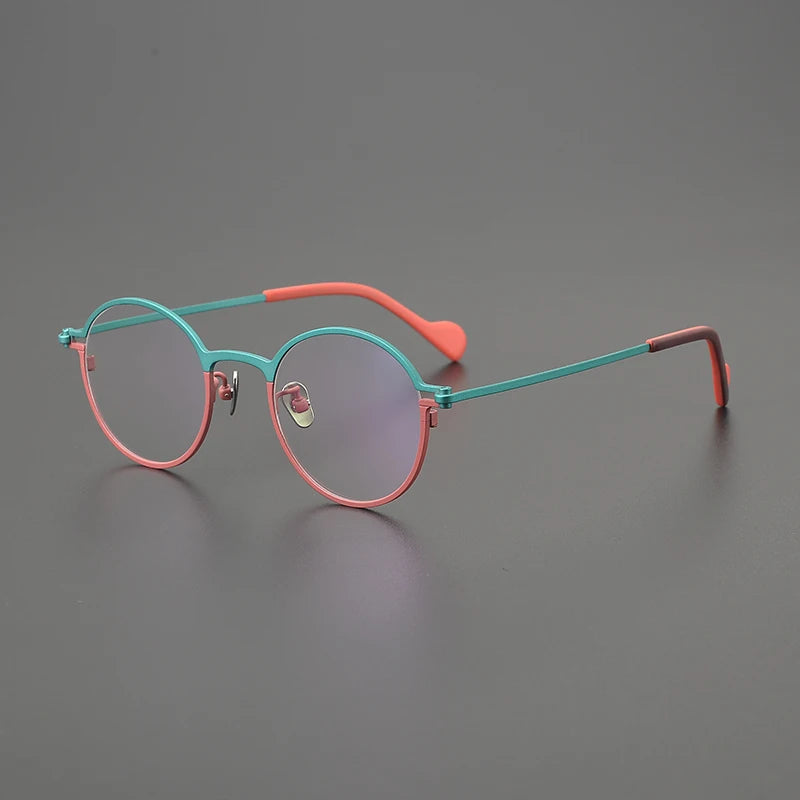 Hewei Women's Full Rim Small Round Titanium Eyeglasses 914139