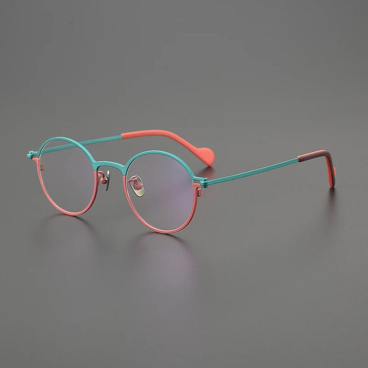 Hewei Women's Full Rim Small Round Titanium Eyeglasses 914139