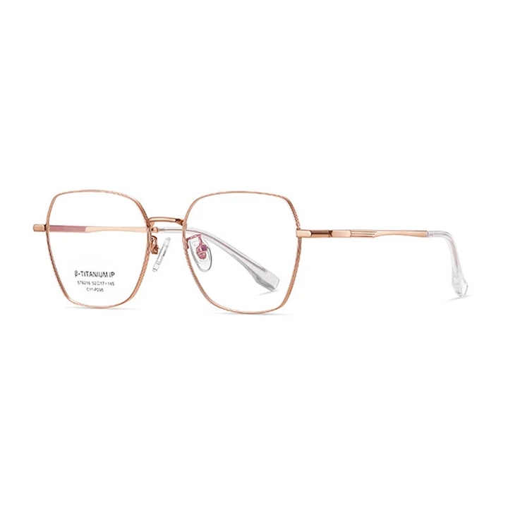 Ralferty Women's Full Rim Square Polygon Titanium Eyeglasses R6216 Full Rim Ralferty C11 Gold CHINA 