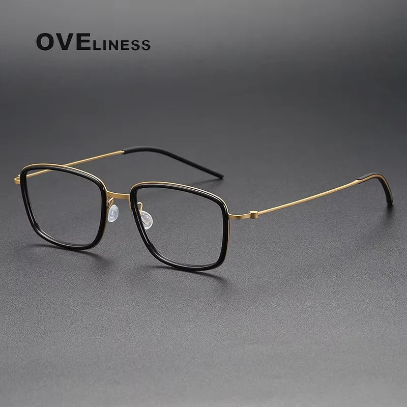 Oveliness Unisex Full Rim Square Acetate Titanium Eyeglasses 35803