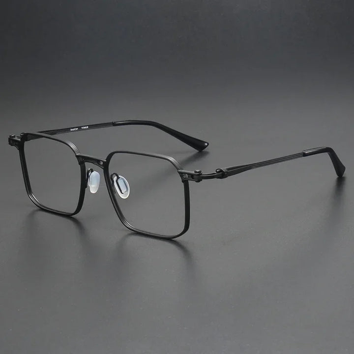 Aror Unisex Full Rim Big Square Titanium Eyeglasses 49418 Full Rim Aror black