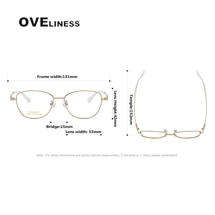 Oveliness Women's Full Rim Square Cat Eye Titanium Eyeglasses 196007 Full Rim Oveliness   