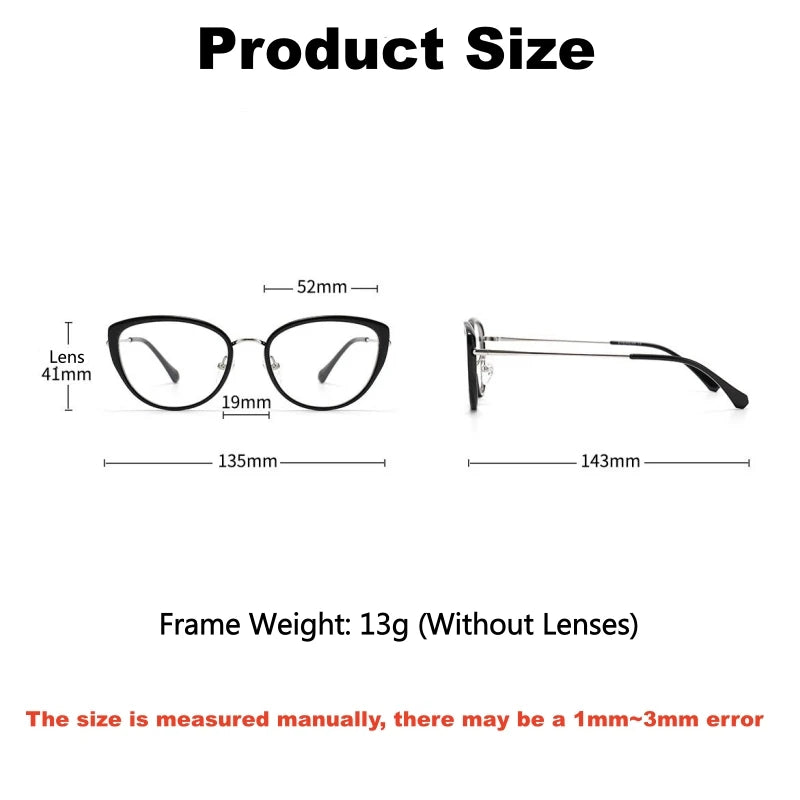 Yimaruili Women's Full Rim Round Cat Eye Tr 90 Alloy Eyeglasses 361606