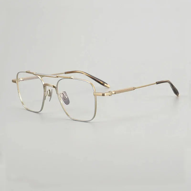 Gatenac Unisex Full Rim Big Square Double Bridge Titanium Eyeglasses 716830 FuzWeb