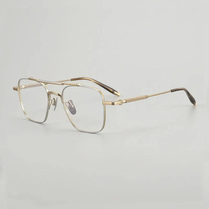 Gatenac Unisex Full Rim Big Square Double Bridge Titanium Eyeglasses 716830 FuzWeb