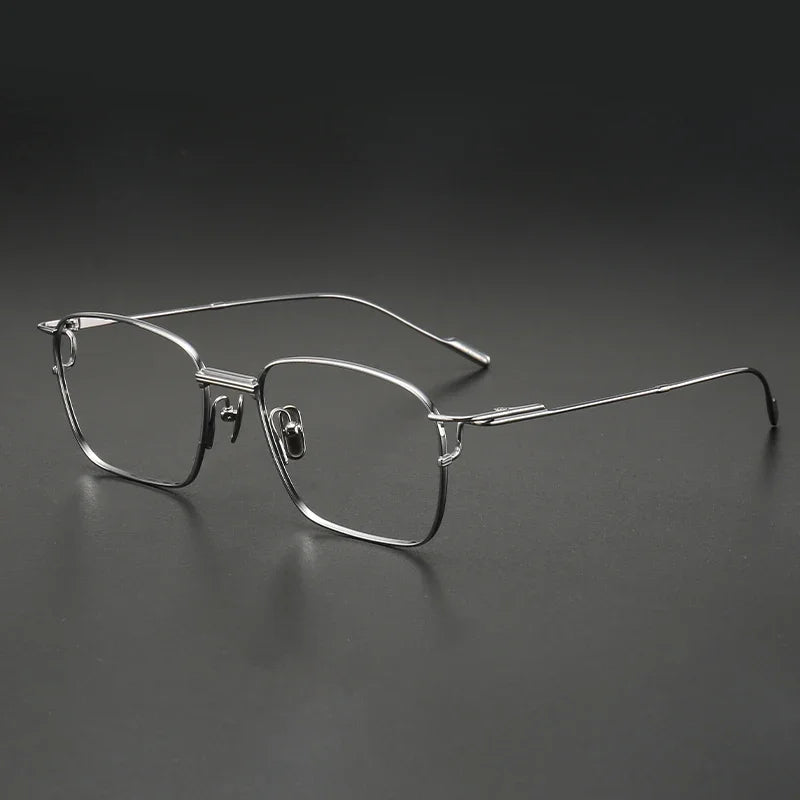 Aror Men's Full Rim Irregular Square Titanium Eyeglasses 10141 Full Rim Aror Silver