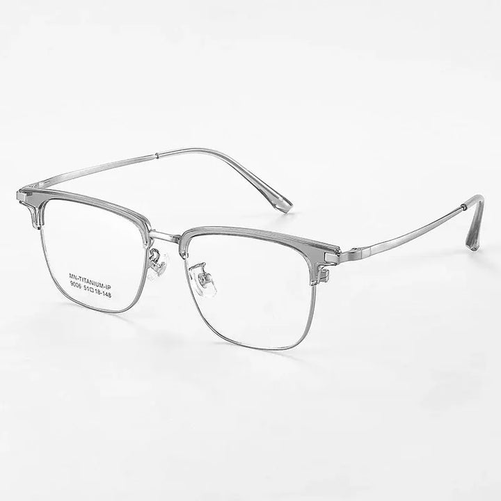 Gatenac Unisex Full Rim Polygon Square Acetate Alloy Eyeglasses 679007 FuzWeb