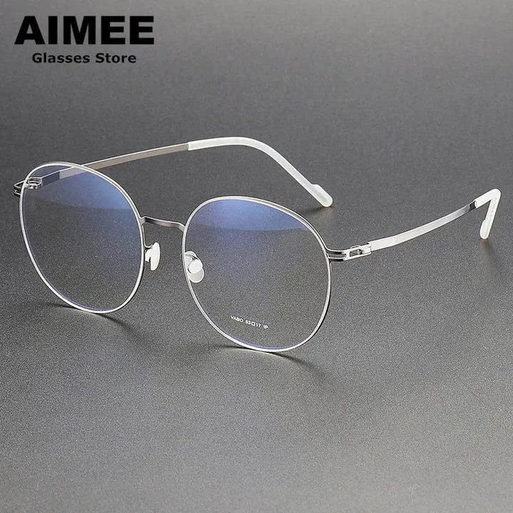 Aimee Women's Full Rim Round Stainless Steel Eyeglasses 2212 Full Rim Aimee Silver  