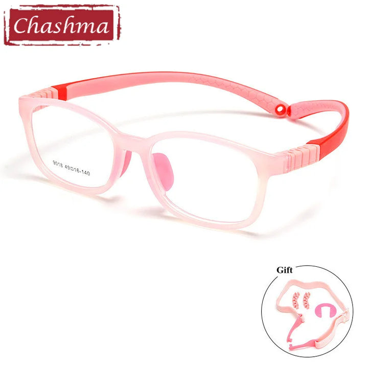 Chashma Ottica Unisex Youth Full Rim Square Tr 90 Titanium Eyeglasses 9018 Full Rim Chashma Ottica Pink  