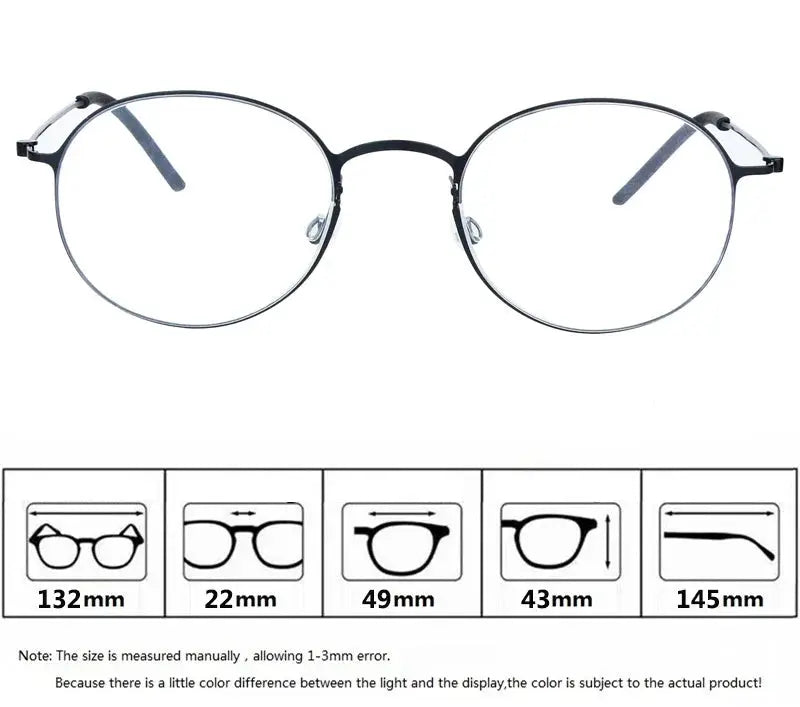 Bobbie 550400 Womens Full Rim Round Titanium Screwless Frames — view 2 | Bobbie at FuzWeb