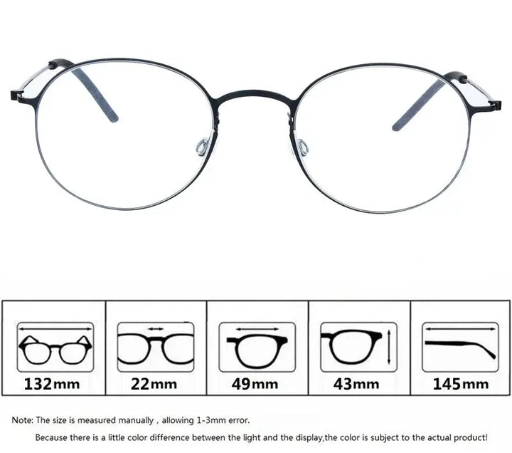 Bobbie 550400 Womens Full Rim Round Titanium Screwless Frames — view 2 | Bobbie at FuzWeb