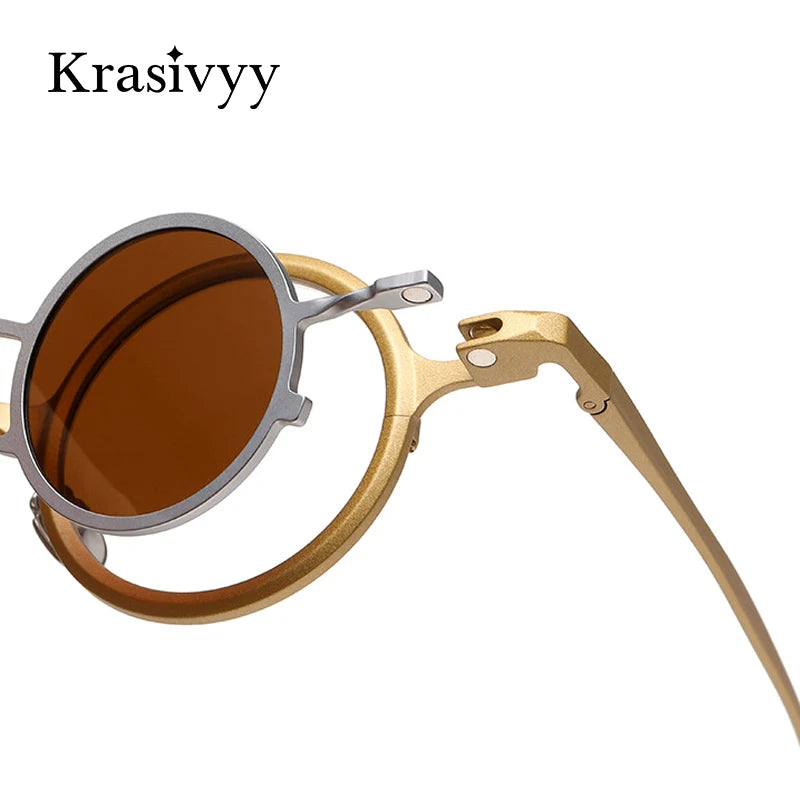 Krasivyy Unisex Round Titanium Prescription Eyeglasses with Clip-On ARLT5976 - view 3